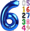 Metallic Blue Number 6 Balloon 40 Inch, 6th Birthday Party Decorations for Children, Giant 6 Foil Balloon for Party Supplies
