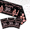 3PCS Happy 30th Birthday Tablecloth Decorations for Girls Women Black and Rose Gold 30 Year Old Birthday Party Supplies Disposable Plastic Rectangular Table Cloth