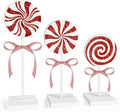 3 Pieces Christmas Table Decorations Wood Candy Set, Red Christmas Tiered Tray Decor,Rustic Candy Table Decorations for Home Tables(Cute)