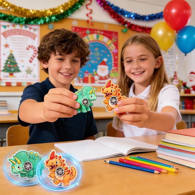 Valentines Day Gifts for Kids, 24 Pack Valentines Day Cards with 24 Dinosaur Fidget Spinners, Valentines Day Gifts Exchange for Kids, Valentines Gifts Party Favors for Classroom School
