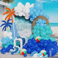 Ocean Wave Surf Theme Party Decorations, 147 Pcs Teal Blue White Balloon Garland Arch Kit with Inflatable Beach Balls for Summer Beach Pool Hawaiian Birthday Baby Shower