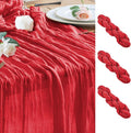 Wokceer Cheesecloth Table Runner 3Pack 10FT Red Boho Gauze Christmas Cheese Cloth Table Runner for Party Easter Rustic Sheer Table Runners for Baby Bridal Shower Wedding Table Decor
