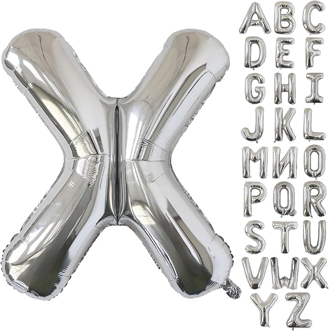 KALOR 40 Inch Silver Letter X Balloons Jumbo Foil Mylar Helium Big Balloons for Birthday Party Anniversary Baby Shower Supplies