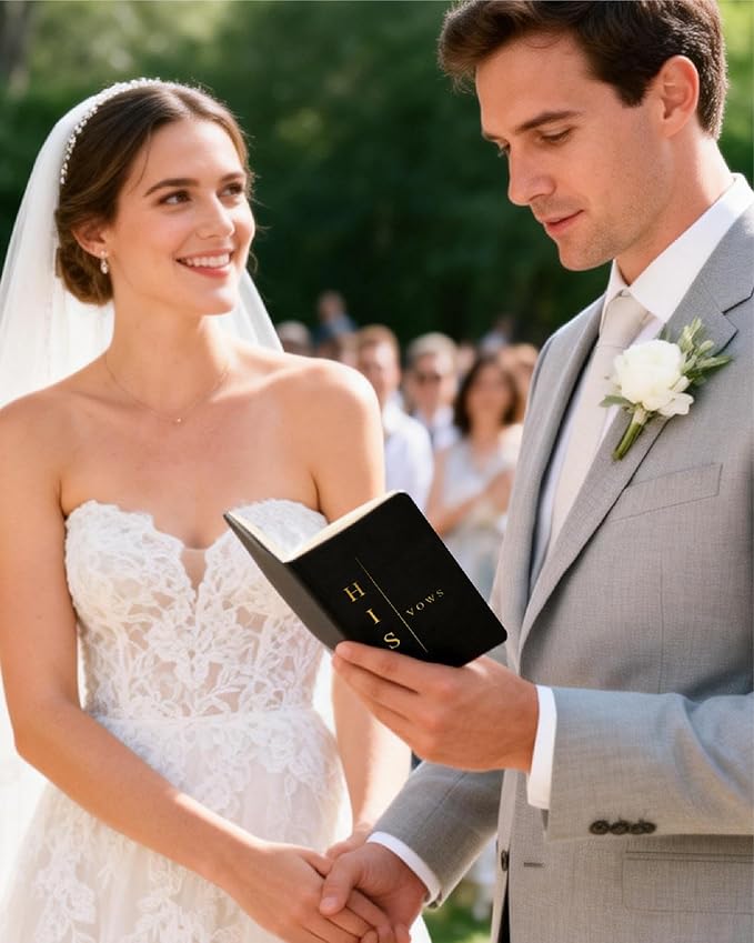 Vow Books His and Hers, Wedding Vow Books with Soft Touch Gold Foil Engraving, Wedding Essentials, Wedding Accessories