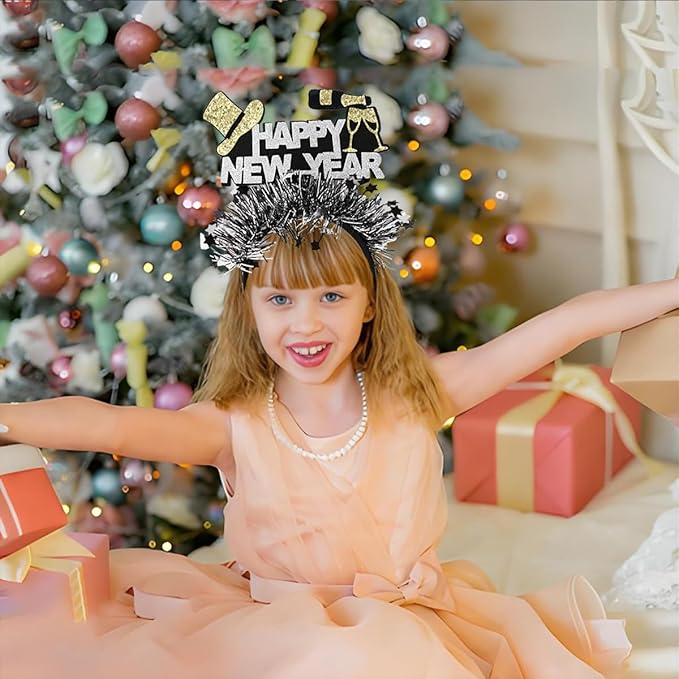 YNITSED Happy New Year Headband New Year's Eve Party Hair Accessory Glitter New Years Headband for Women New Year Party Decorations