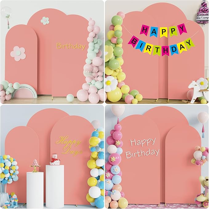 Wokceer Wedding Arch Cover (7.2FT, 6.6FT, 6FT) Set of 3 Spandex Fitted Wedding Arch Stand Covers for Round Top Chiara Arch Backdrop Stands Cover for Birthday Party Ceremony Banquet Decor Dusty Rose