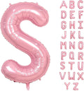 40 Inch Letter S Balloon, Large Baby Pink Letter Balloons, Single Foil Alphabet S Balloon, Big Pearl Pink Name Balloon Helium for Girls Women Birthday Party Baby Shower Anniversary Decoration