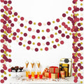 Outus 5 Pieces Maroon,Gold Round Dots Garland Easter Graduation Party Hanging Decor Each Length 13.1ft Glitter Paper Dot Streamers for Birthday Wedding Classroom