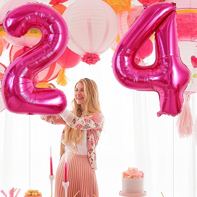 TONIFUL 40 Inch Hot Pink Large Numbers Balloon 0-9 Birthday Party Decorations,Foil Mylar Big Number 2 Balloon Digital 2 for Birthday Party,Wedding, Bridal Shower,Engagement,Graduations,Anniversary