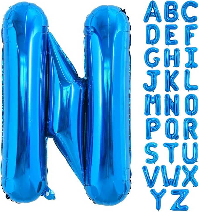 TONIFUL 40 Inch Large Blue Letter N Balloons Giant Alphabet Letter Balloons,Foil Mylar Big Balloons for 2026 Graduation Birthday Party Anniversary New Year Graduation Supplies Decorations