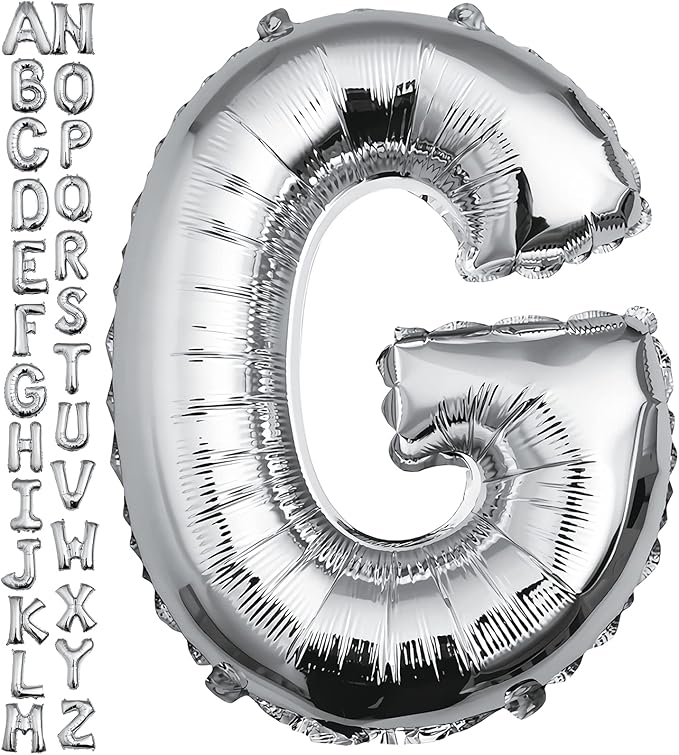 40 inch Silver Letter G Balloon, Big Size Alphabet Foil Mylar Helium Balloons for Birthday Party Celebration Wedding Anniversary Baby Shower Decorations Supplies Alphabet G