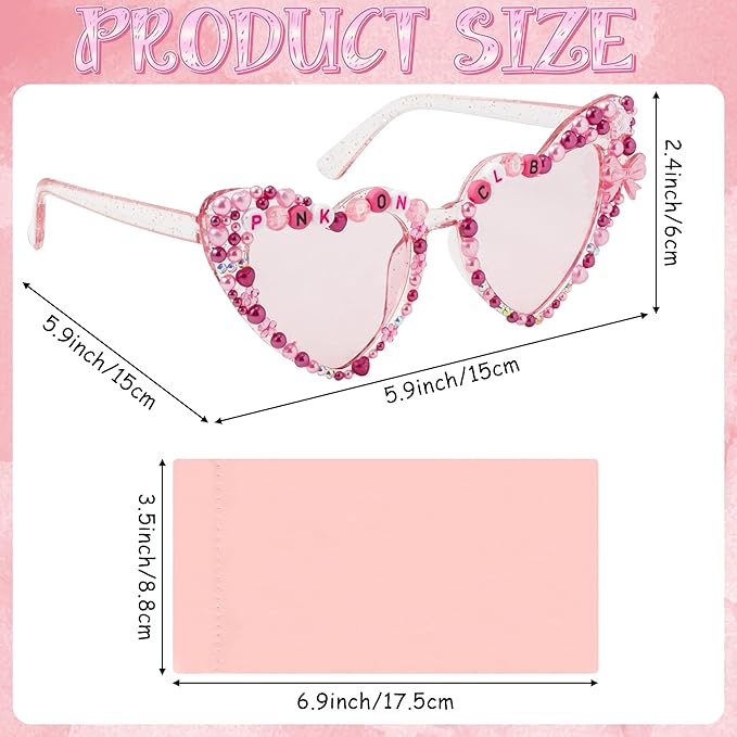 PANTIDE Bride To Be Sunglasses - Rhinestone Pearl Heart Shaped Sunglasses, Bachelorette Party Engagement Gift