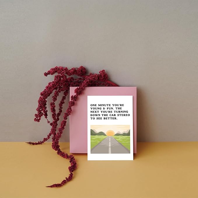 SuperShunhu Humor Getting Older Card for Men Woman, Funny Birthday Card for Friends, Rude 50th 60th 70th 80th Birthday Gift Card for Mom Dad, Turning Down The Car Stereo To See Better