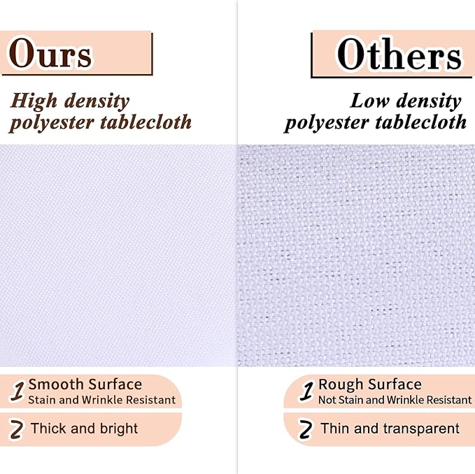Kesfey 60 x102 inch White Rectangle Table Cloths 2 Packs Polyester Tablecloths High Density Washable Fabric Table Cover for 6 Foot Tables Wrinkle Resistant Tablecloth for Wedding Buffet Banquet Party