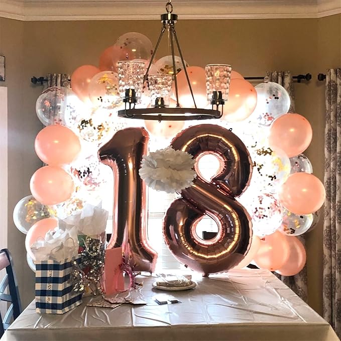 80th Birthday Balloons Rose Gold for Women, 40 Inch Giant Mylar Foil Number 80 Balloons Self Inflating, Rose Gold Digit 8 & 0 Helium Balloons for 80th Anniversary Party Decorations Supplies