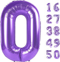 40 Inch Purple Number 0 Balloon Giant Large Nmuber 0 10 20 Foil Balloon for Birthdays,Anniversaries Graduations, 10th 20th Birthday Decorations