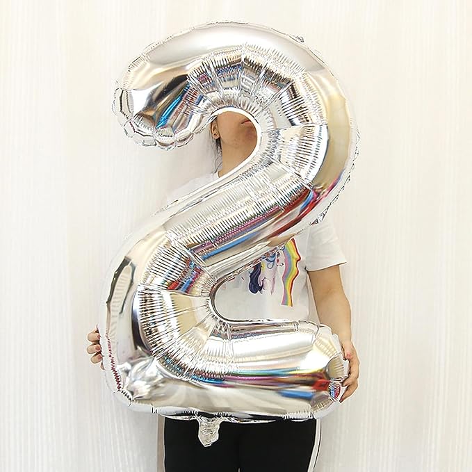 Large Silver 22 Number Balloons, 40 Inch Jumbo Number 22 Balloon, Silver Foil Mylar Balloons for Girl Sweet 22th Birthday Party, Anniversary Decorations