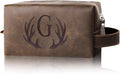 Personalized Travel Toiletry Bag Initial PU Leather Shaving Bag Birthday Christmas Retirement Gifts for Men Him Father Dad Grandpa Male Colleague Coworker Employee Friends Teacher Coach (G)