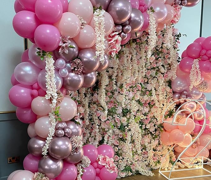 Pink Balloons Metallic Pink Balloons, 80Pcs 12inch Chrome Pink Light Pink Latex Confetti Balloon for Girl Birthday Princess Baby Shower Wedding Galentine's Day Valentine's Party Decoration