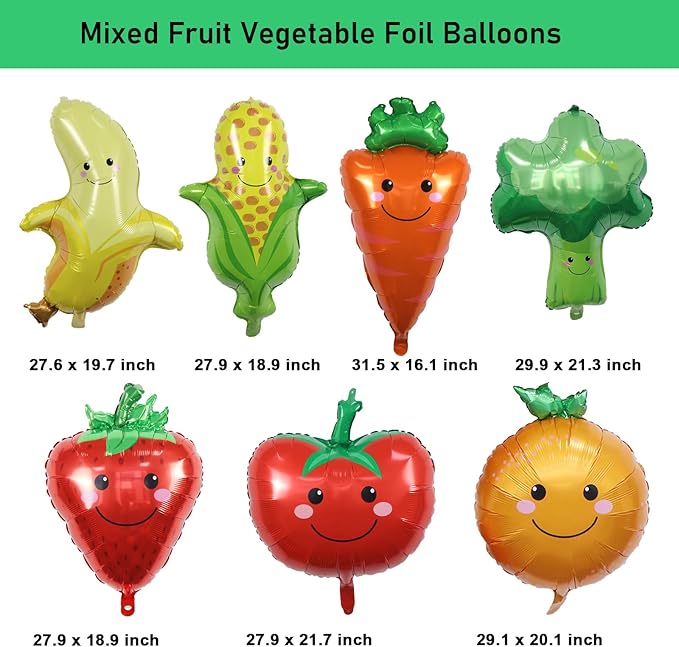 Fruit Vegetable Party Decorations 141pcs Red Green Yellow Orange Balloon Arch Garland Kit Vegetable Fruit Balloons for Hey Bear themed Party Tutti Frutti Birthday Baby Shower