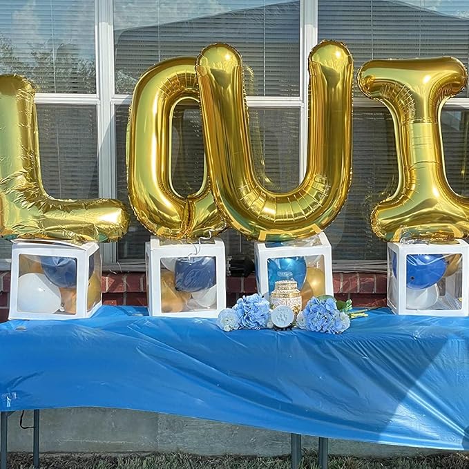 40 Inch Letter Foil Balloons Gold for Graduation, Birthday, Wedding Decorations Jumbo Photo Backdrops Big Alphabet S