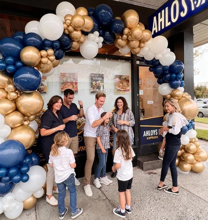 300 Pcs White Navy Blue and Gold Balloons 12 Inch Latex Assorted Color Bulk Balloon for Graduation Ceremony Birthdays Weddings Party Decorations