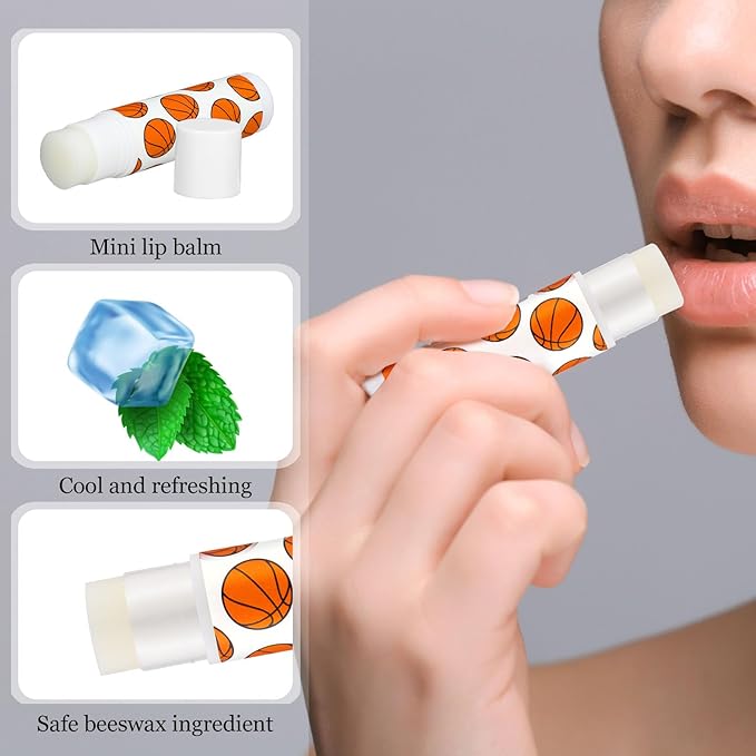 18 Sets Basketball Party Favors Lip Balm and Holder Keychain Bulk Basketball Senior Night 2026 Party Supplies Goodie Bags Stuffers Sport Team Gifts Accessories for Sports Lovers Players Coach