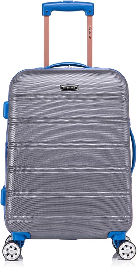 Rockland Melbourne Hardside 2 Piece Expandable Spinner Wheel Luggage Set, Carry-On 20" and Tote 14", Grey