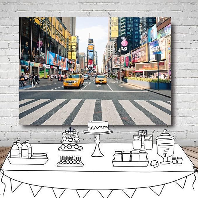 NYC Time Square Buildings Photo Backdrops Taxi New York Fashion Street Party Photography Background Adult Portrait Studio Booth Props Banner 9x6ft