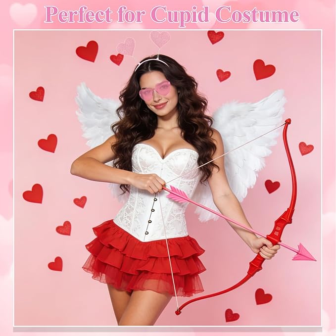 Semato Pink valentines Day Headband with Pink Heart Sunglasses for Valentines Day Accessories Galentines Party Favors Halloween Costume