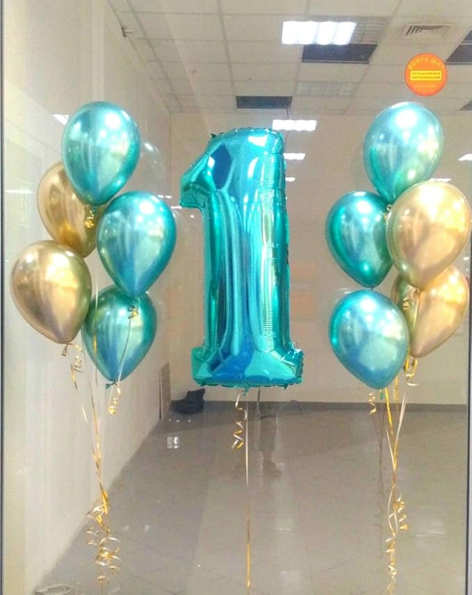 40 Inch Birthday Number Balloons, Blue-Green Numbers Balloon for Birthday Party Decoration, Foil Number 2 Ballon for 2, 12, 20, 22, 2026 Celebration, Graduation, Baby Shower, Anniversary Decor