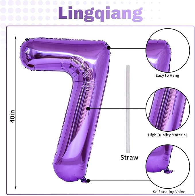 Purple Number 70 Birthday Balloons, 40 Inch Large Purple Mylar Foil Number 7 & 0 Balloons for Women, 70th Birthday Balloons for 70 Year Old Anniversary Birthday Party Decorations Supplies