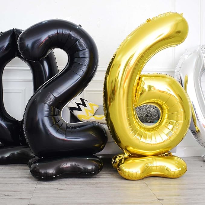 65 Inch Giant gold Foil Number Balloon,Old Children's Birthday Party Helium Balloon Wedding And Celebration Themed Party Decoration Supplies (2 Plus)