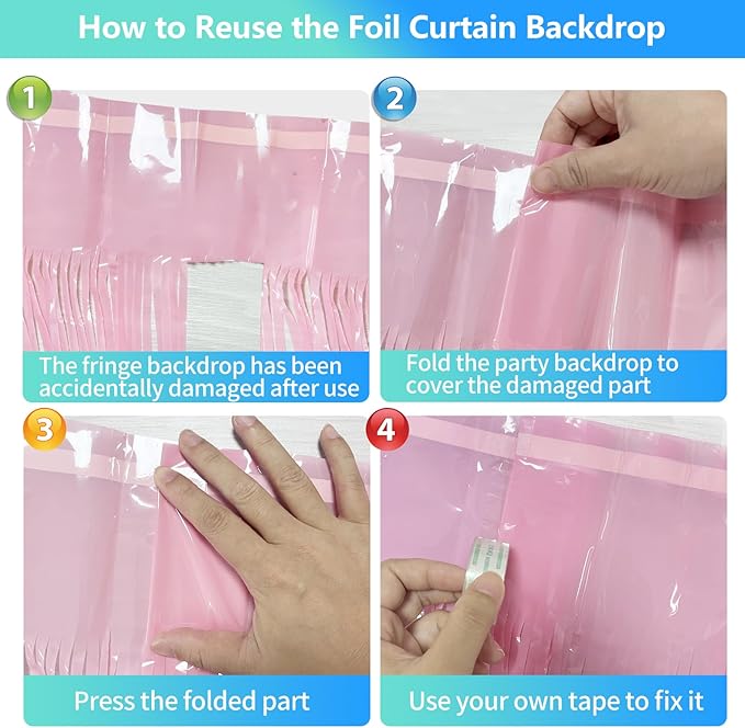 Pastel Pink Birthday Party Backdrop Decorations Foil Fringe Curtain 3.3x8.2ft 2 Pack, Pink Streamers Background Party Decorations Wall Door Hanging for Baby Valentines Barbie Princess Bachelorette