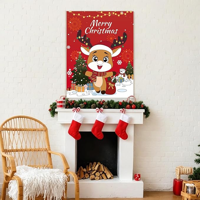Christmas Games - Pin The Nose on The Reindeer Games for Families Party, Cute Indoor Christmas Home Decor Party Decorations, Xmas Activities Presents Holiday Decor, Red