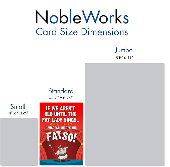 NobleWorks - 1 Funny Happy Birthday Notecard - Humor Greeting Card with Envelope - Fat Lady C3226BDG
