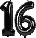 40 Inch Black Number 16 Digital Balloon,Jumbo Mylar Foil Helium Balloon for 16 Balloons for Birthday Party,Wedding Anniversary Party Decorations
