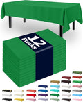 Pureegg Plastic Table Cloth Disposable 12 Pack, 54 x 108 Inch Table Cloths, St Patricks Day, Christmas Decorations, Tablecloths, Rectangle, Forest, Emerald, Plastic Cover, Leakproof & Sturdy, Green