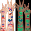 4th of July Temporary Tattoos Luminous 4th of July Decorations Favors Party Supplies Accessories American USA Independence Day Memorial Labor Day Fourth of July Red White Blue Glow in Dark Patriotic