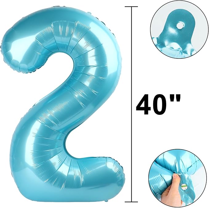 40 Inch Light Blue Number 22 Digital Balloon,Jumbo Mylar Foil Helium Balloon for 22 Balloons for Birthday Party,Wedding Anniversary Party Decorations