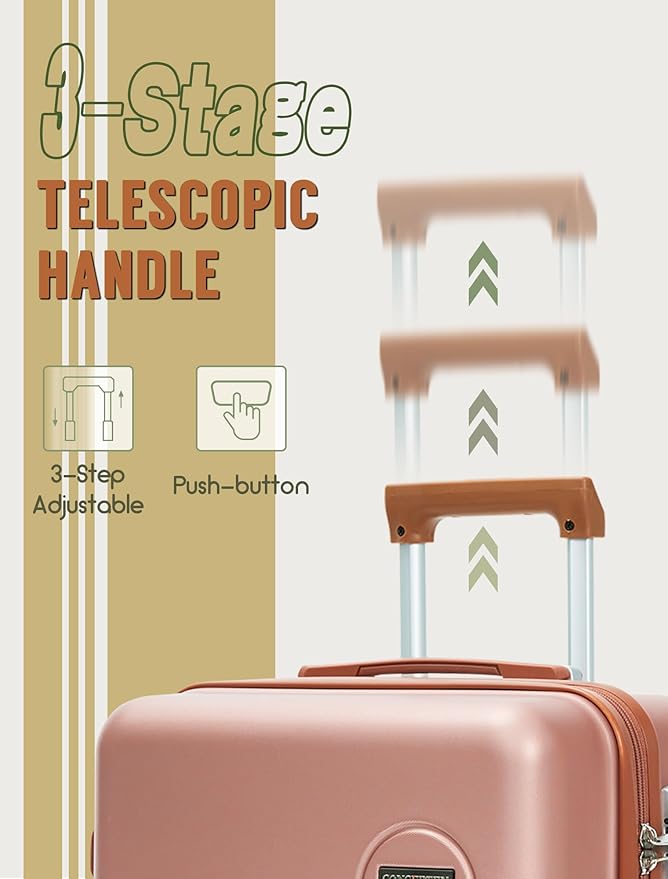 CONCEPTEN Luggage Sets 5 Piece, Suitcases with Wheels, Hardshell Suitcase Set, ABS Carry on Luggage Set with TSA Lock, Travel Luggage
