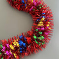 33Ft Long Tinsel Twist Garland Shiny Thick Metallic Foil Xmas Tree Decorations for Birthday Party Christmas New Year Parties Parade Floats and Other Holidays Hanging Decor Supplies-(Colours+Red)