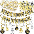 30th Birthday and Anniversary Decorations Party Pack - Pre-Strung Banner, Balloons, Swirls - 30th Birthday Decorations for Him or Her - Party Supplies and Gifts