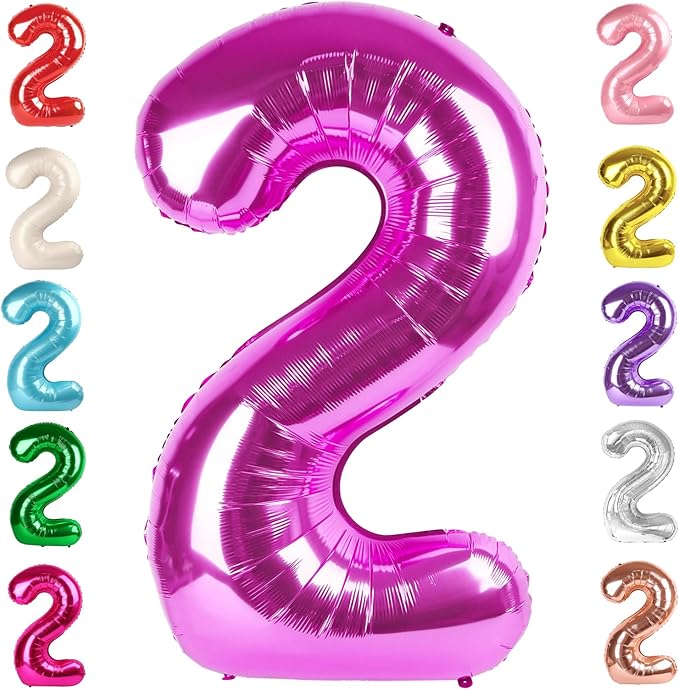 2 Numbers Balloon 40 Inch Rose Purple Two Balloon Number Birthday Decor, 2nd 12 21st Party Celebration Decorations Graduations Wedding Baby Shower