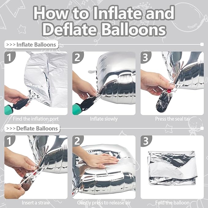 NISOCY 36PCS Metallic Silver Square Foil Balloons Wall Backdrop Chrome Silver Balloons Tunnel Garland Arch Kit for New Year Anniversary Bachelorette Birthday Engagement Bridal Shower Party Decorations