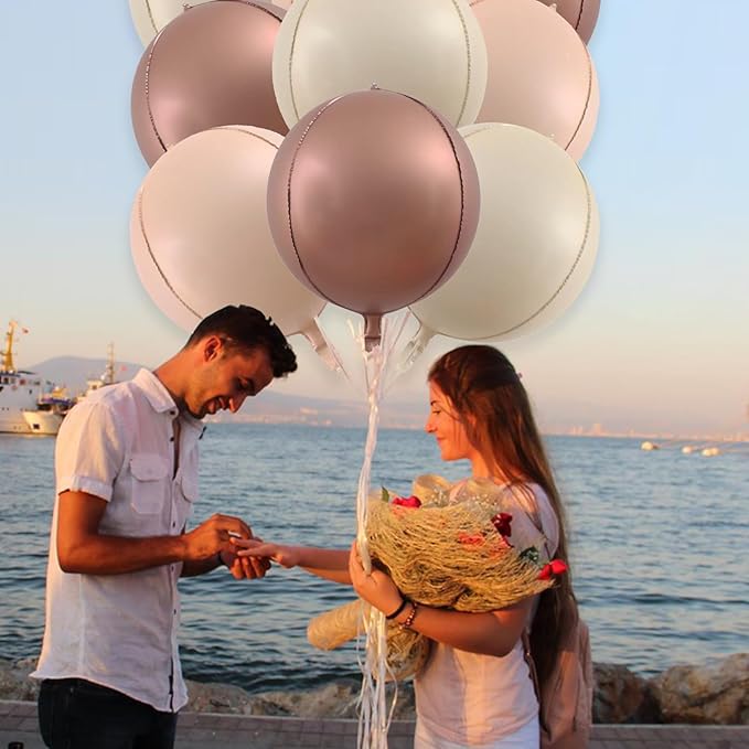 9 Pcs 22 inch 4D Cream Caramel Brown Round Balloons Mylar Foil Balloons Sphere Foil Balloon Party Decorations 4D Gradient, Great for Valentines Day Birthday Wedding Parties Balloon Garland Decoration