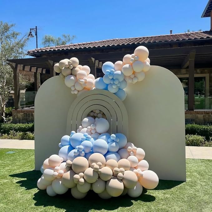 Gender Reveal Balloons, 60Pcs 12Inch Dusty Pink Blue White Gold Balloons for Boho Neutral Gender Reveal Baby Shower Engagement Birthday Party Decorations