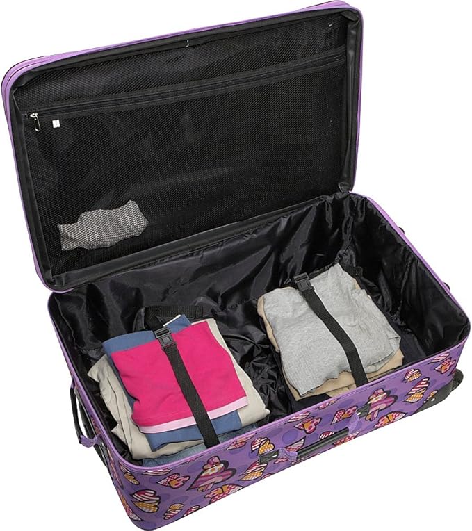 Rockland Fashion Softside 4 Piece Luggage Set, Expandable, (14" Tote/19"/24"/28"), Black Icon
