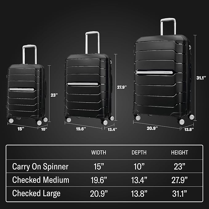 Samsonite Freeform Large Checked Luggage with Dual 360° Spinner Wheels - TSA Lock, Airline-Approved - Lightweight Durable Polypropylene Expandable Hardshell - Light Grey