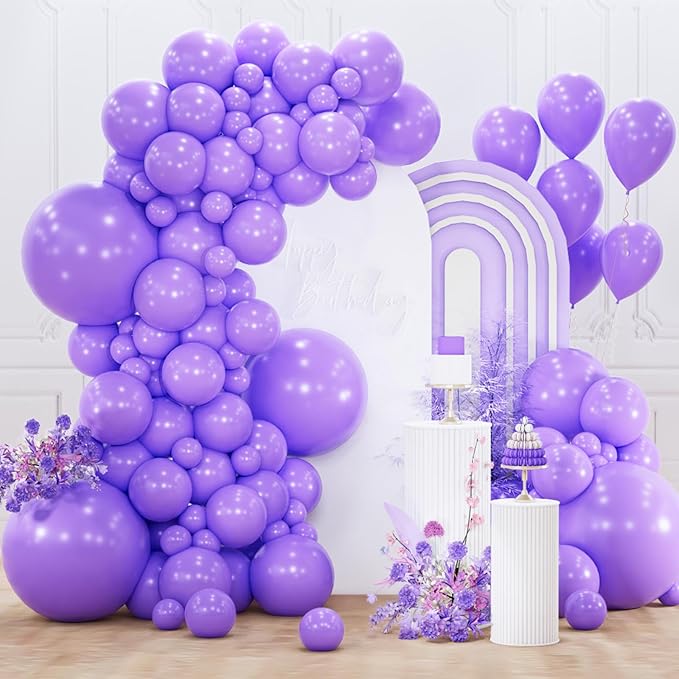PartyWoo Purple Balloons 152pcs Different Sizes of 18 12 10 5 Inch Purple Balloon Arch Kit Garland for Birthday Engagement Wedding Bachelorette Bridal Shower Butterfly Party Decorations Purple-Y15